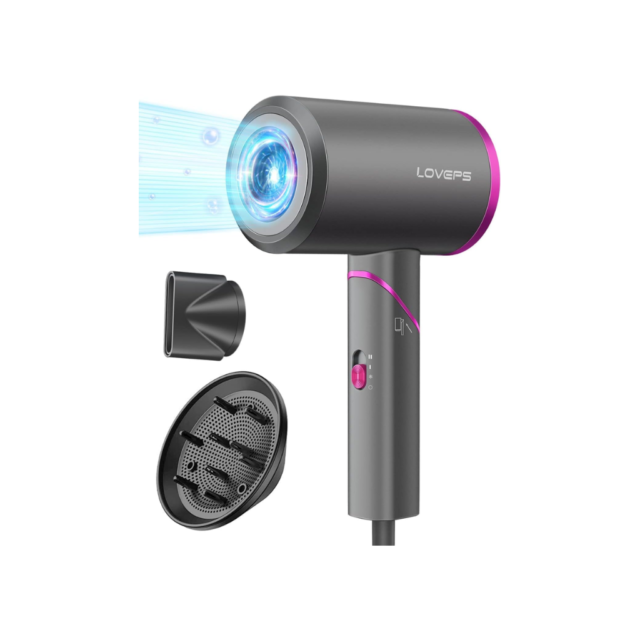 Hair Dryer with Diffuser, 1800W Ionic Travel