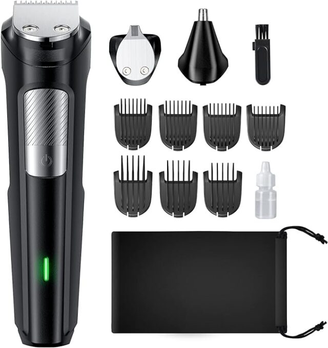 RICAF Beard Trimmer Hair Clipper for Men, 13 Piece Men’s Grooming kit