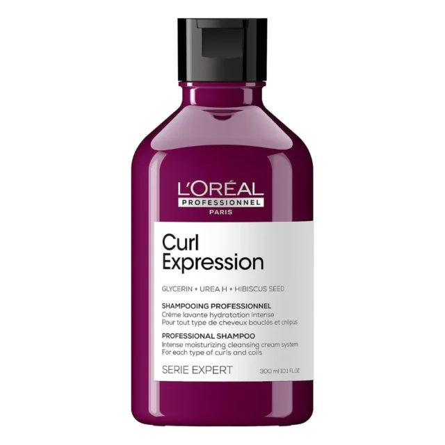 L'Oréal Professionnel Moisturising & Hydrating Shampoo, For Curly & Coily Hair, With Glycerin, Urea H and Hibiscus Seed Extract, Serie Expert 300ml